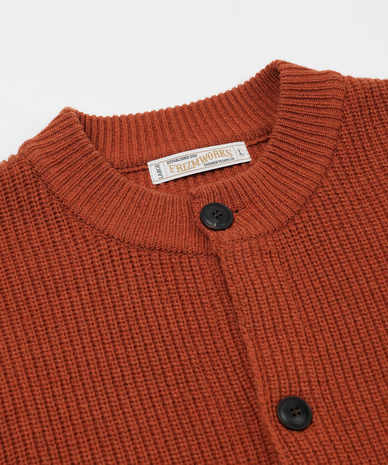 Heavy Wool Round Cardigan - Brick