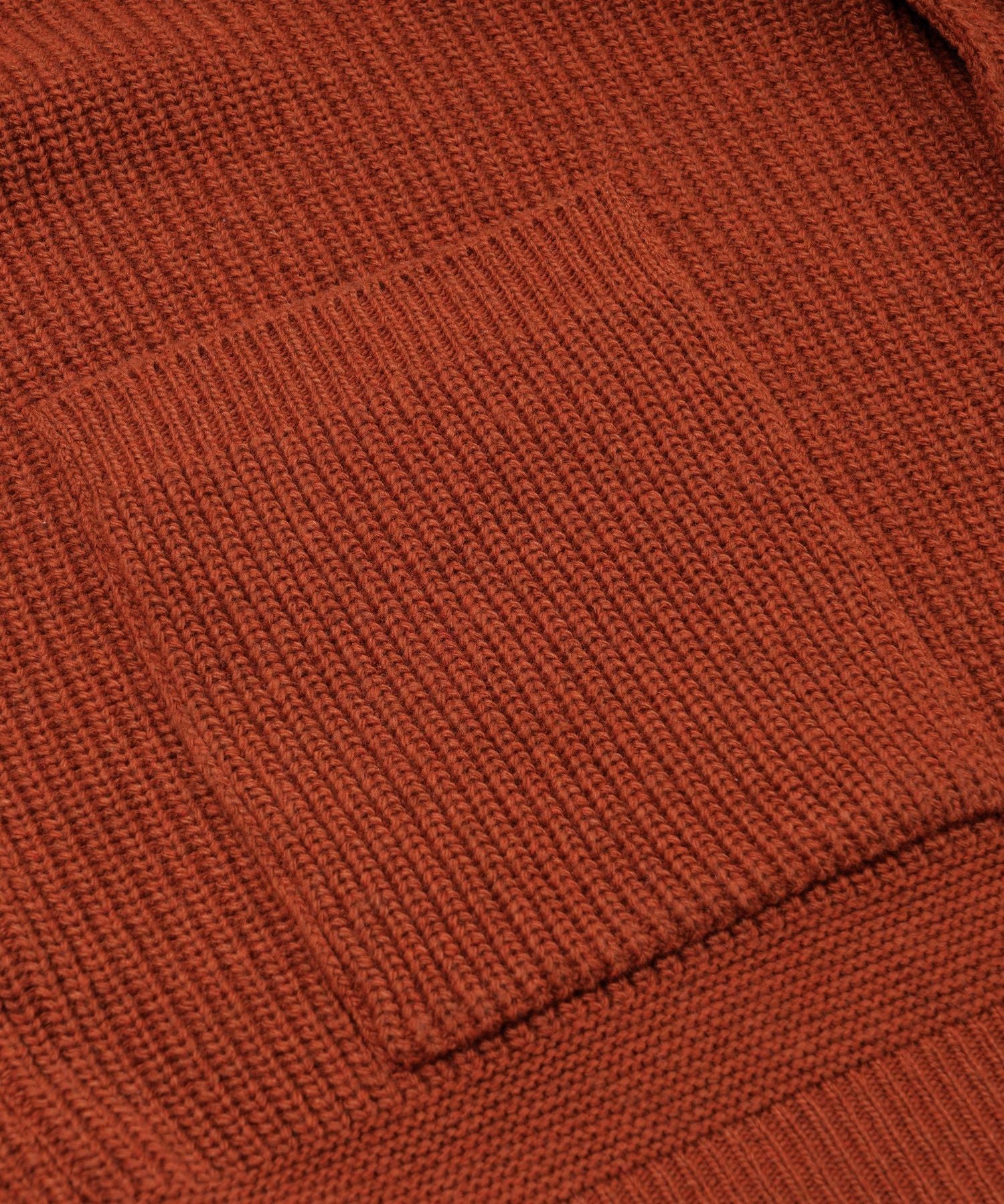 Heavy Wool Round Cardigan - Brick