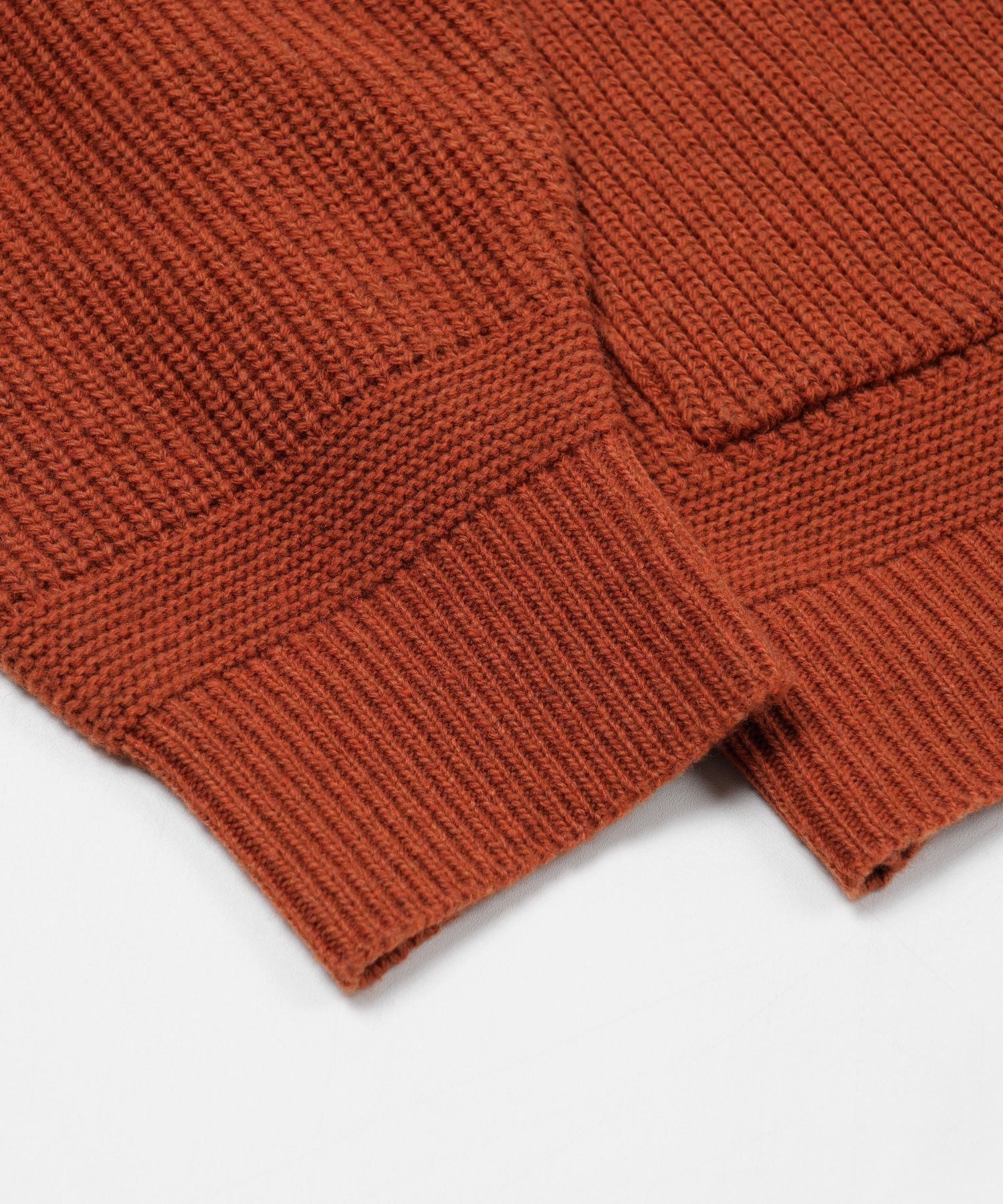 Heavy Wool Round Cardigan - Brick