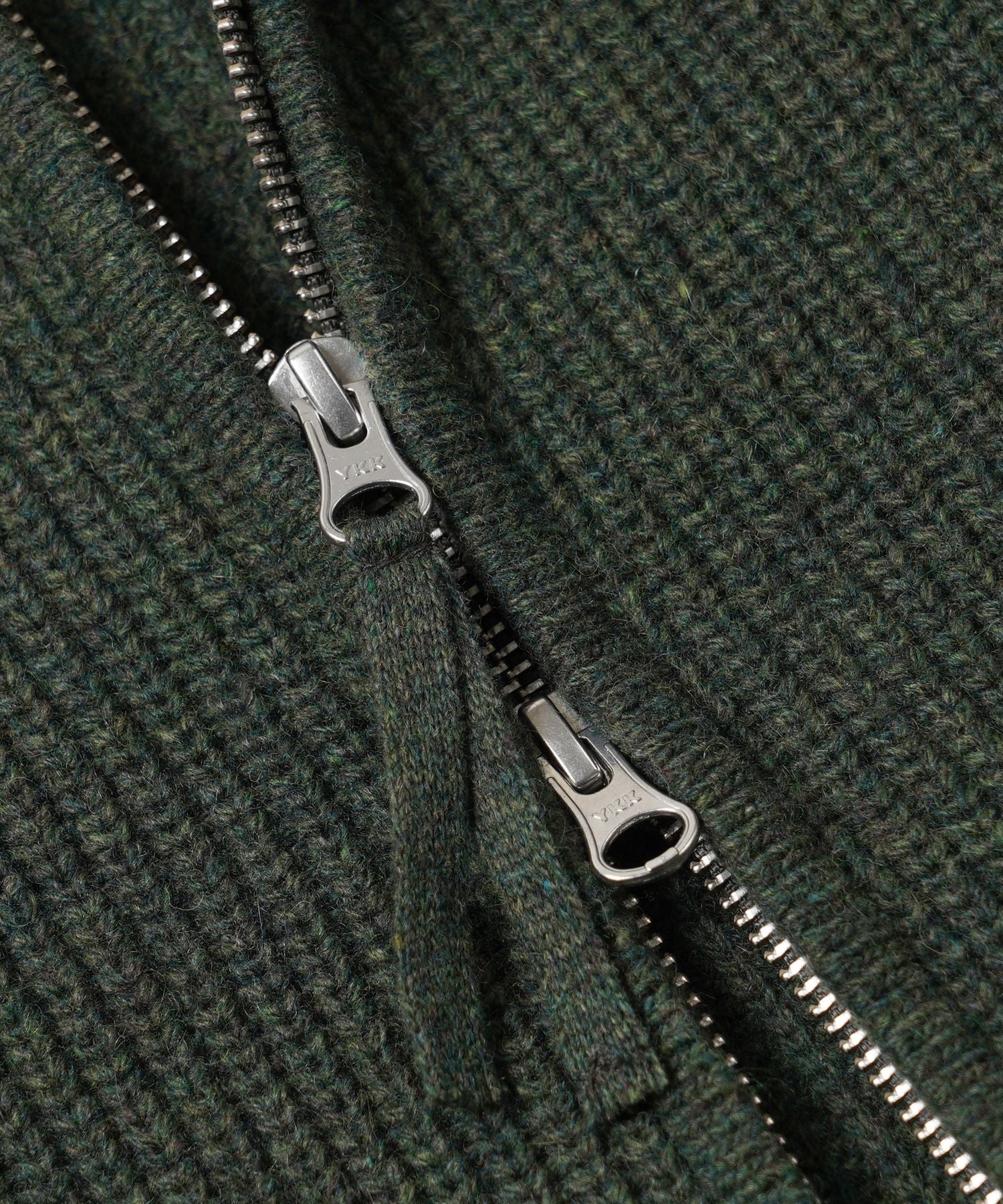 Wool Deck Zip Up Cardigan - Forest Green