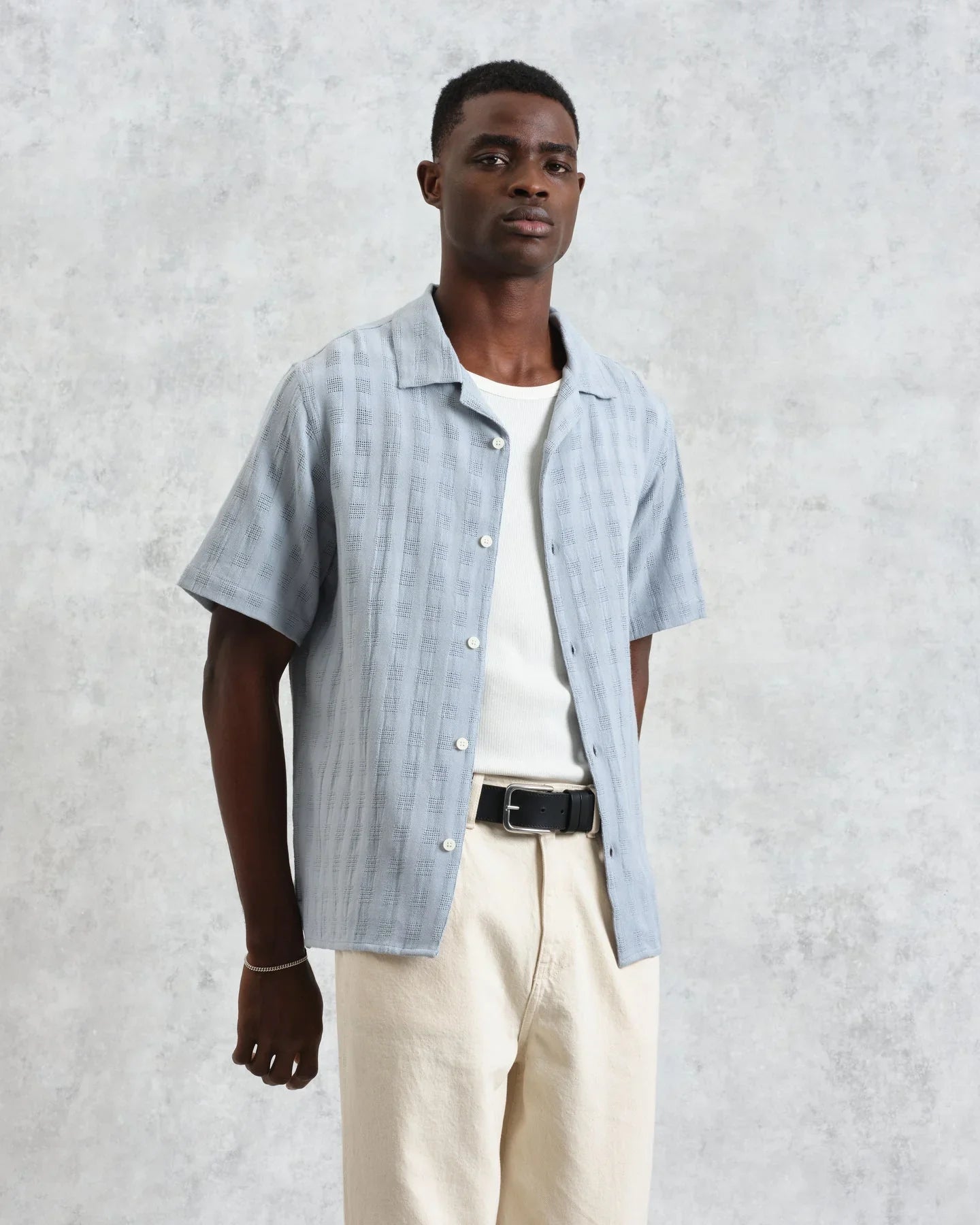 Didcot Open Weave Shirt - Pale Blue