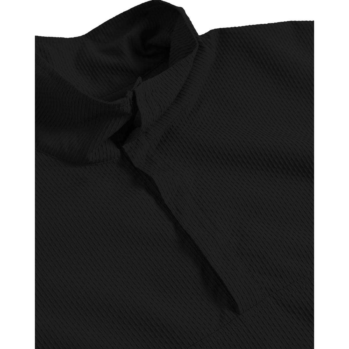 Bather UV Stretch Pullover in Black, collar and fabric detail