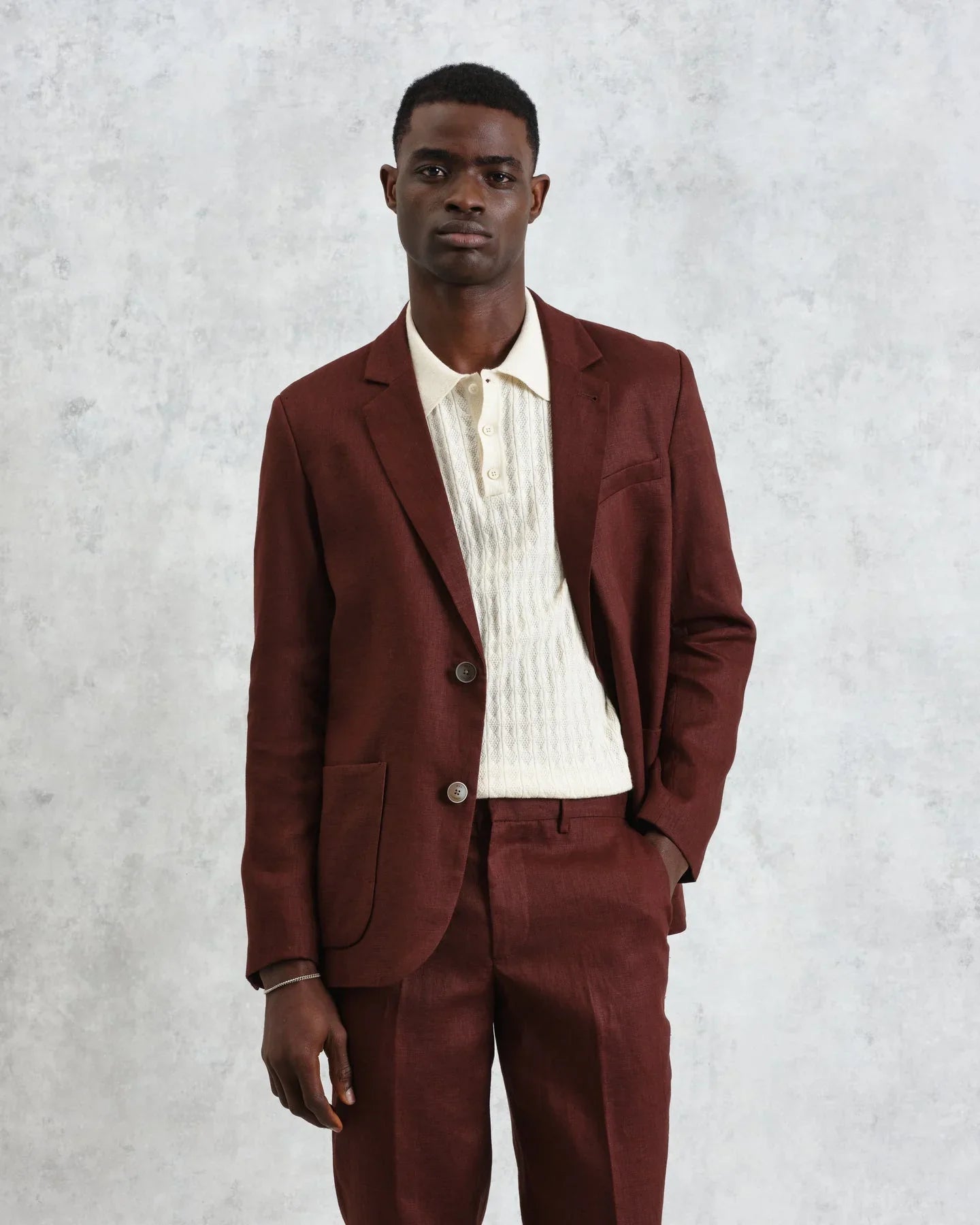 Fintry Linen Blazer - Merlot