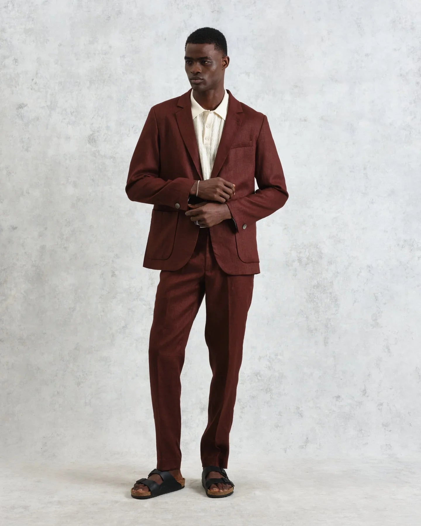 Fintry Linen Blazer - Merlot