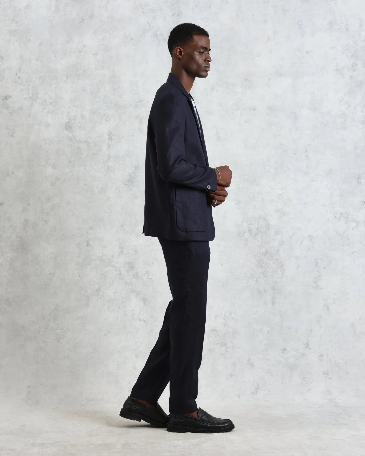 Fintry Linen Blazer - Midnight