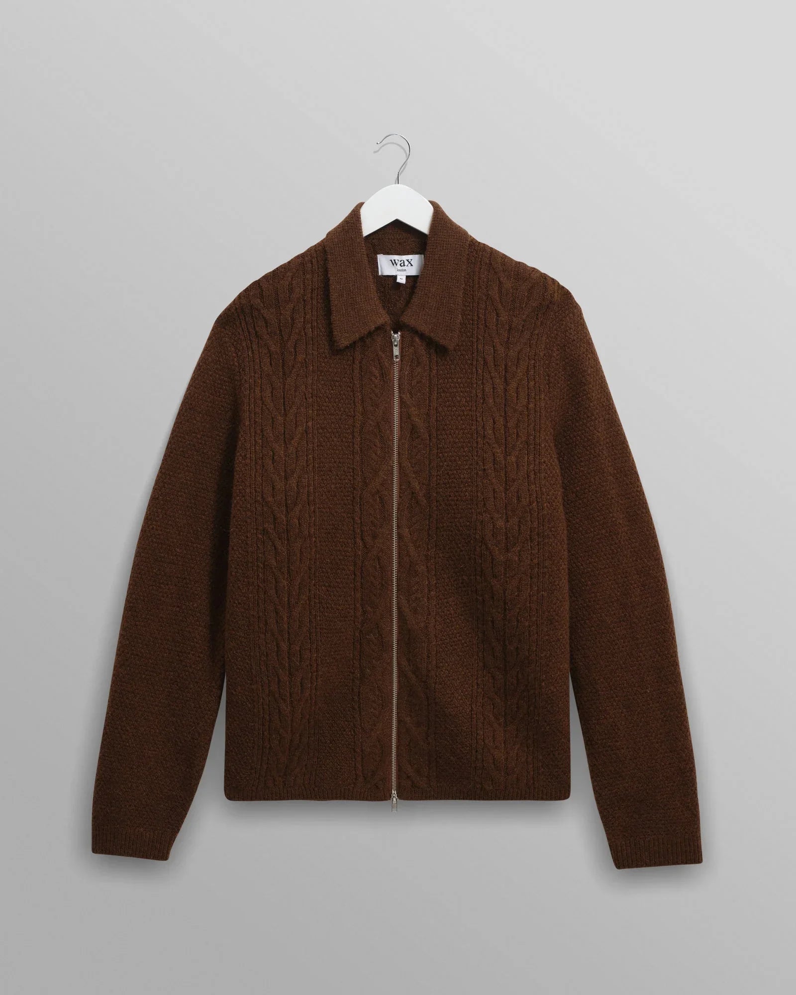 Friar Zip Knit Cable Jacket - Brown