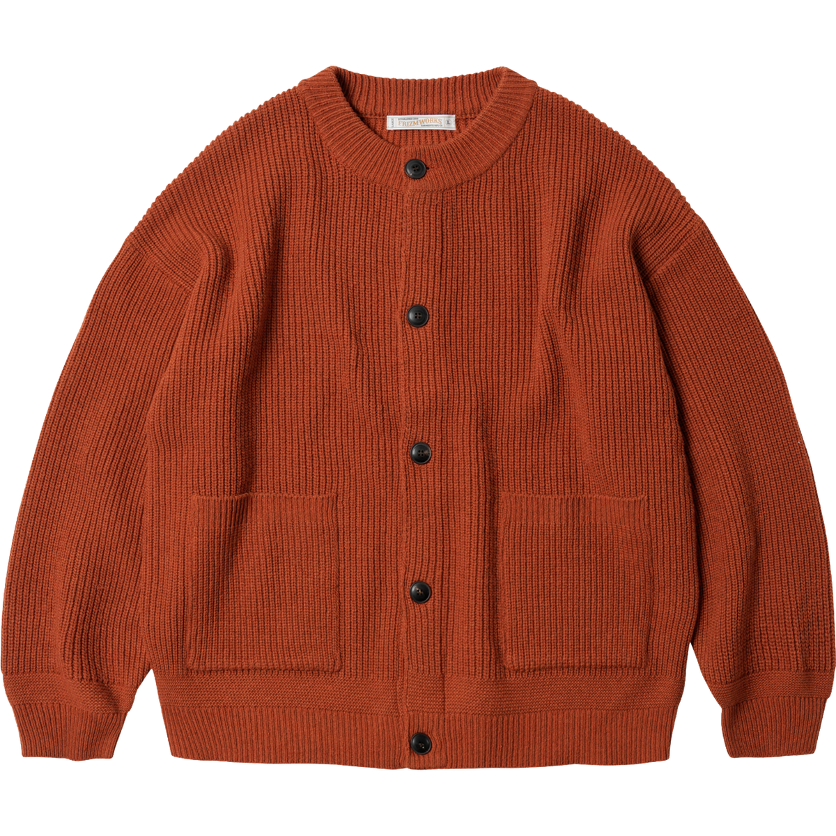Heavy Wool Round Cardigan - Brick