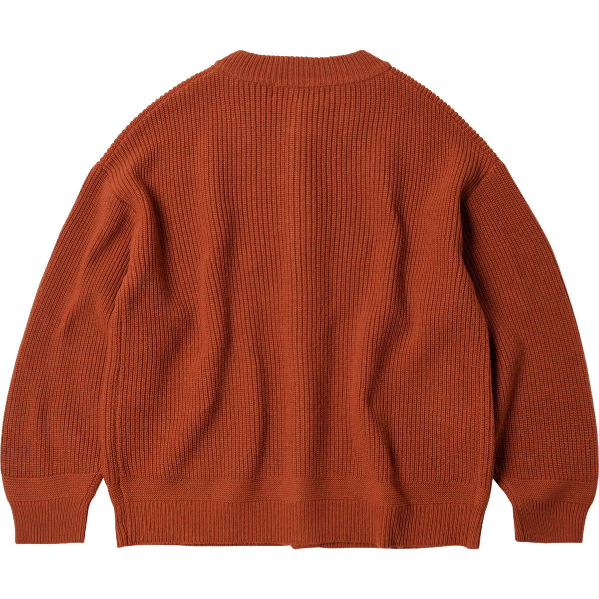 Heavy Wool Round Cardigan - Brick