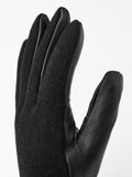 Tricot Merino Wool Deerskin Gloves - Black