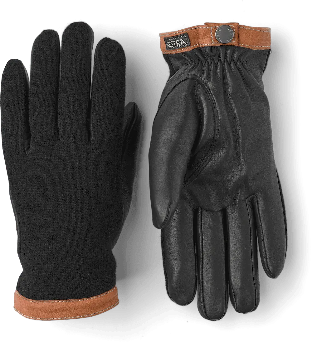 Tricot Merino Wool Deerskin Gloves - Black