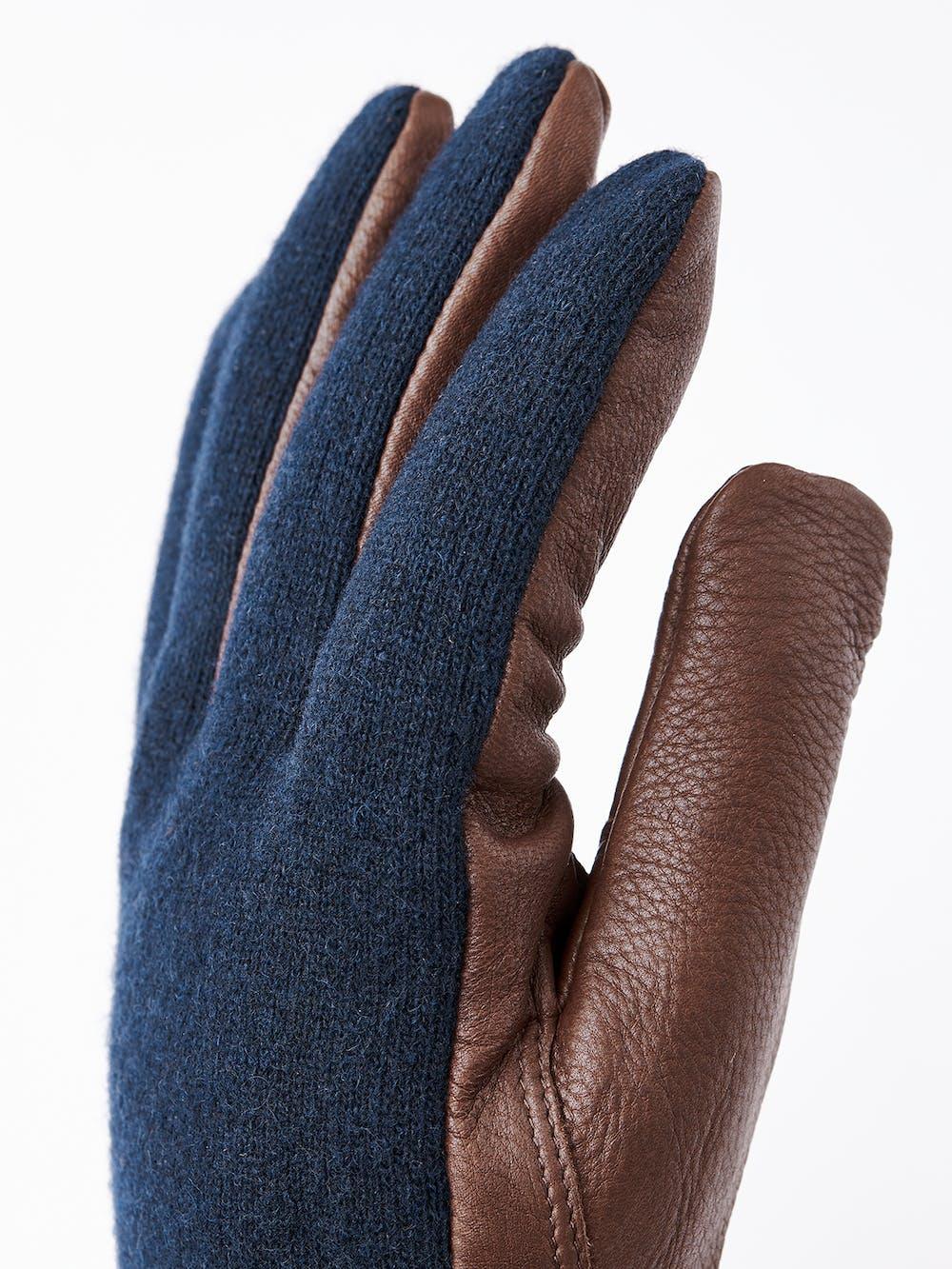 Tricot Merino Wool Deerskin Gloves - Navy