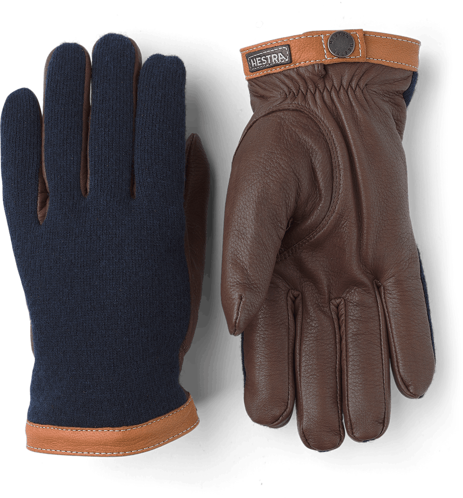 Tricot Merino Wool Deerskin Gloves - Navy