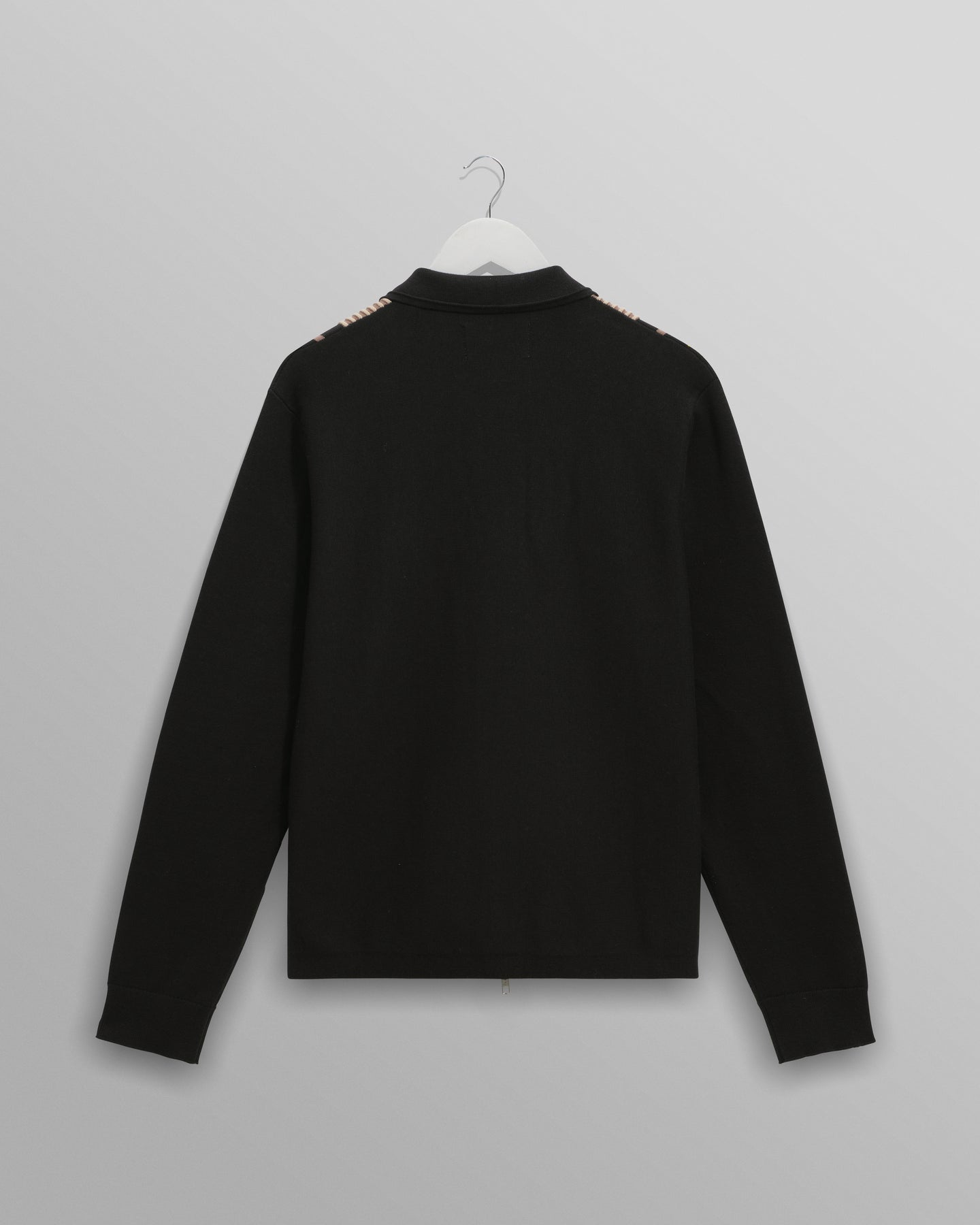 Lennox Knitted Zip Polo - Black / Beige
