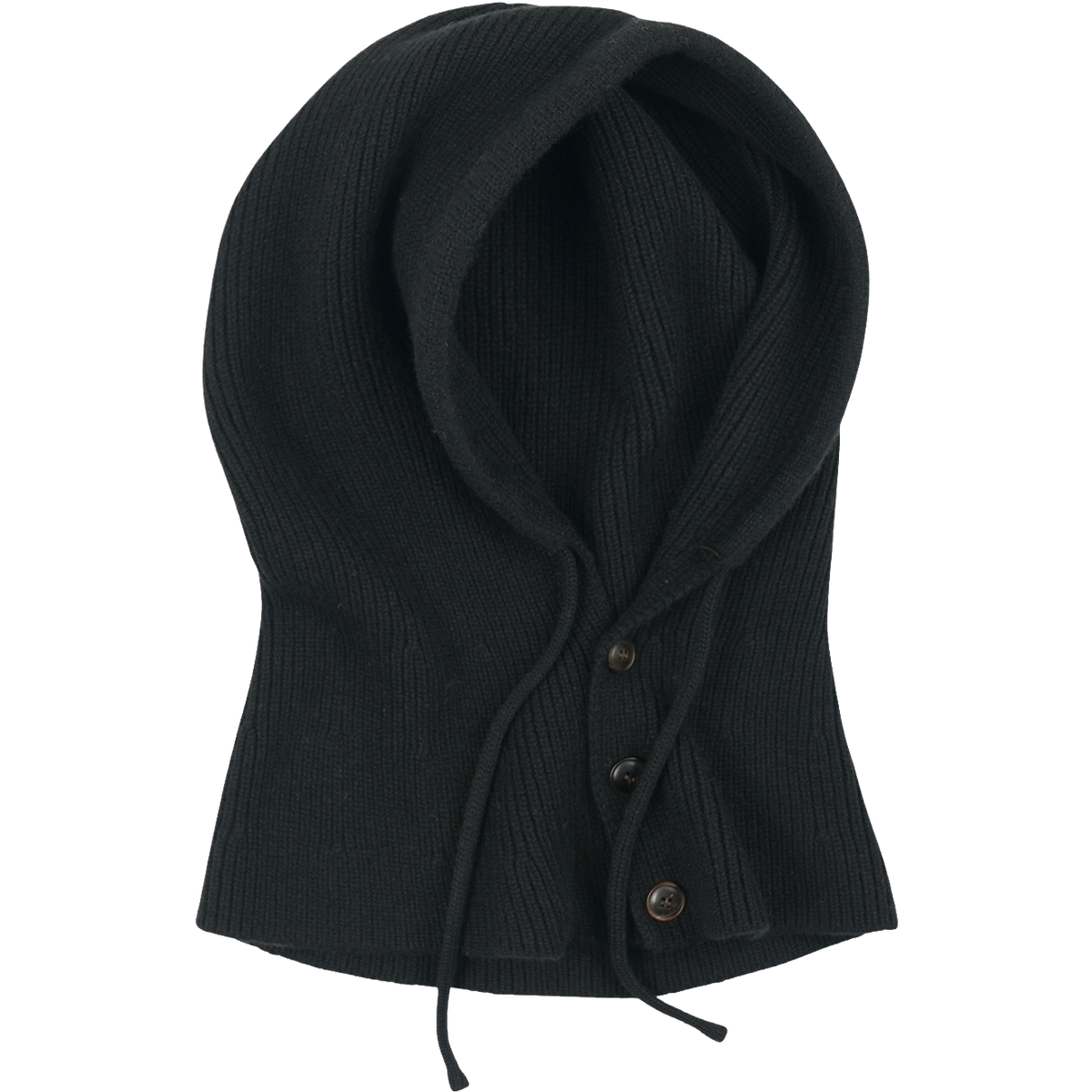 Merino Wool Knit Balaclava - Black