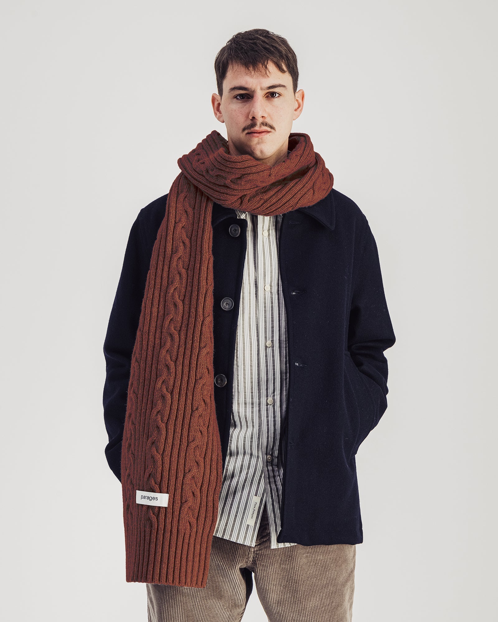 Cable Scarf - Rust Melange