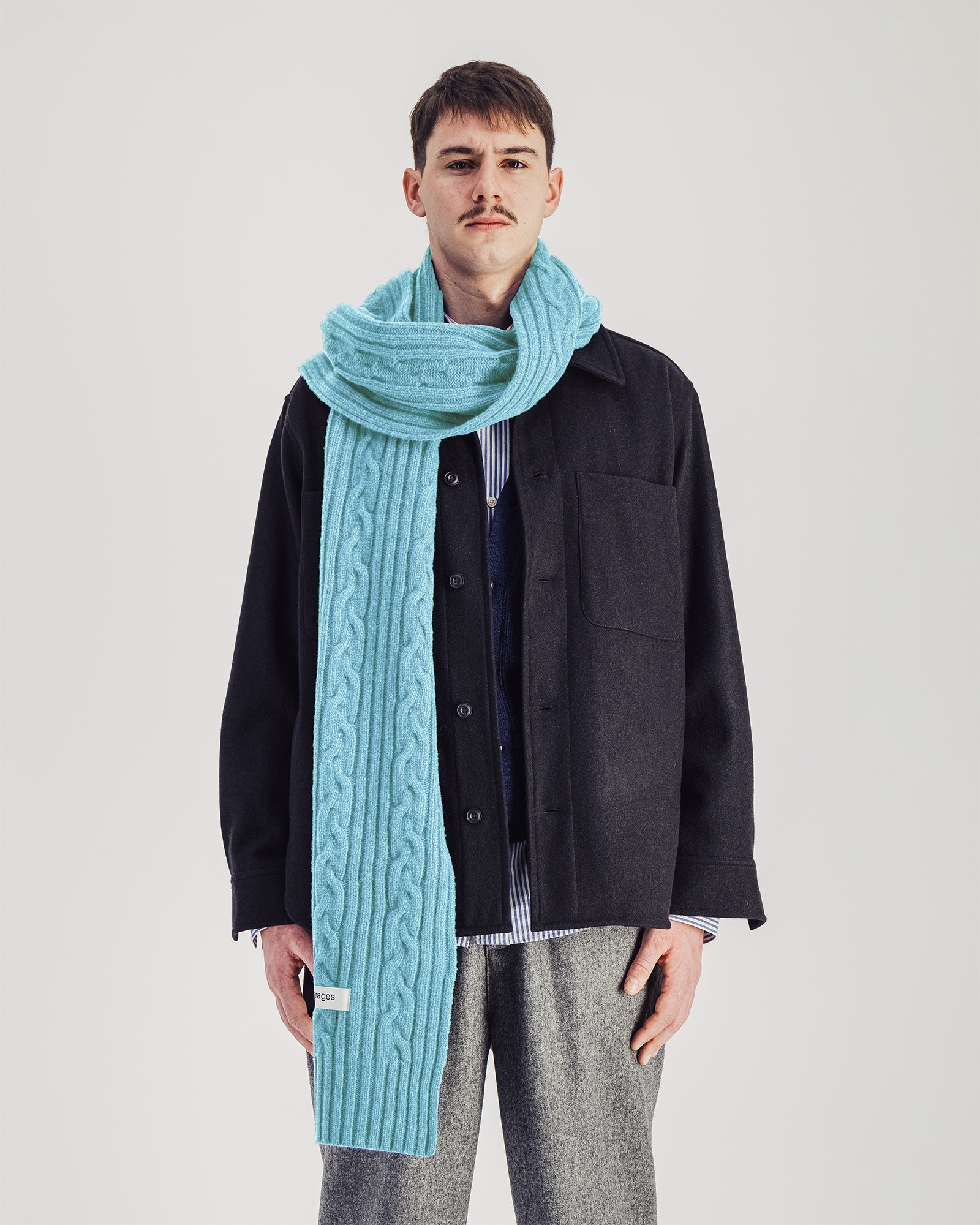 Cable Scarf - Aqua Blue
