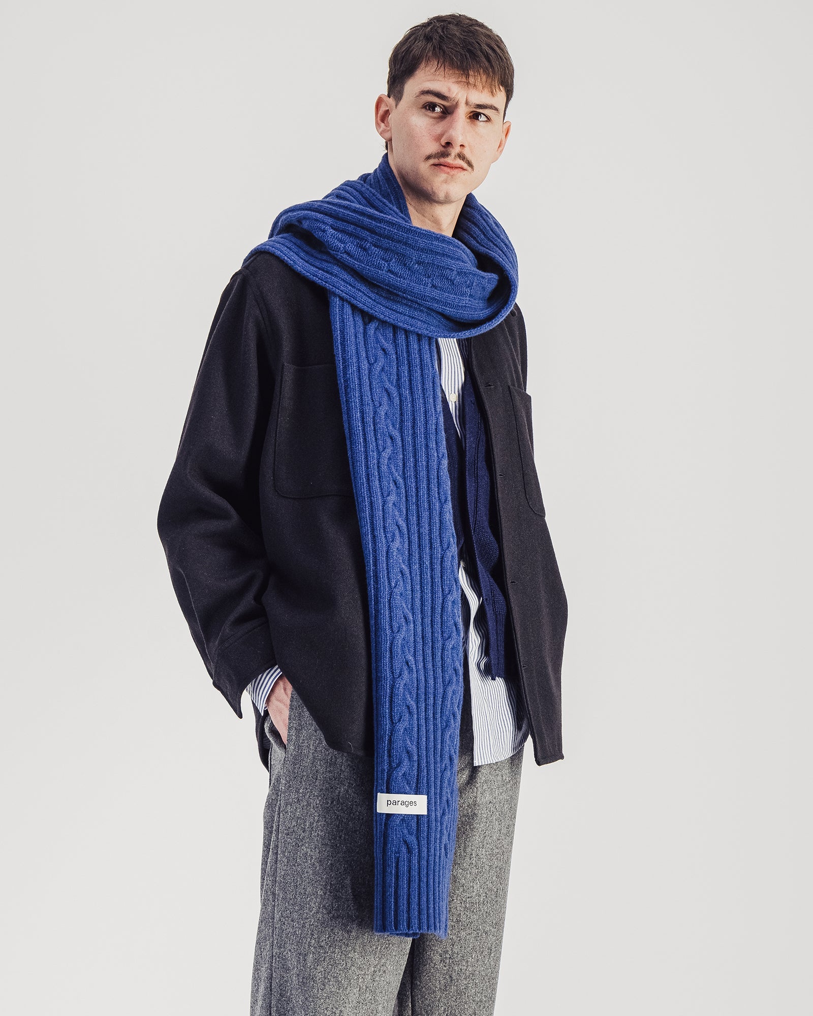 Cable Scarf - Blue