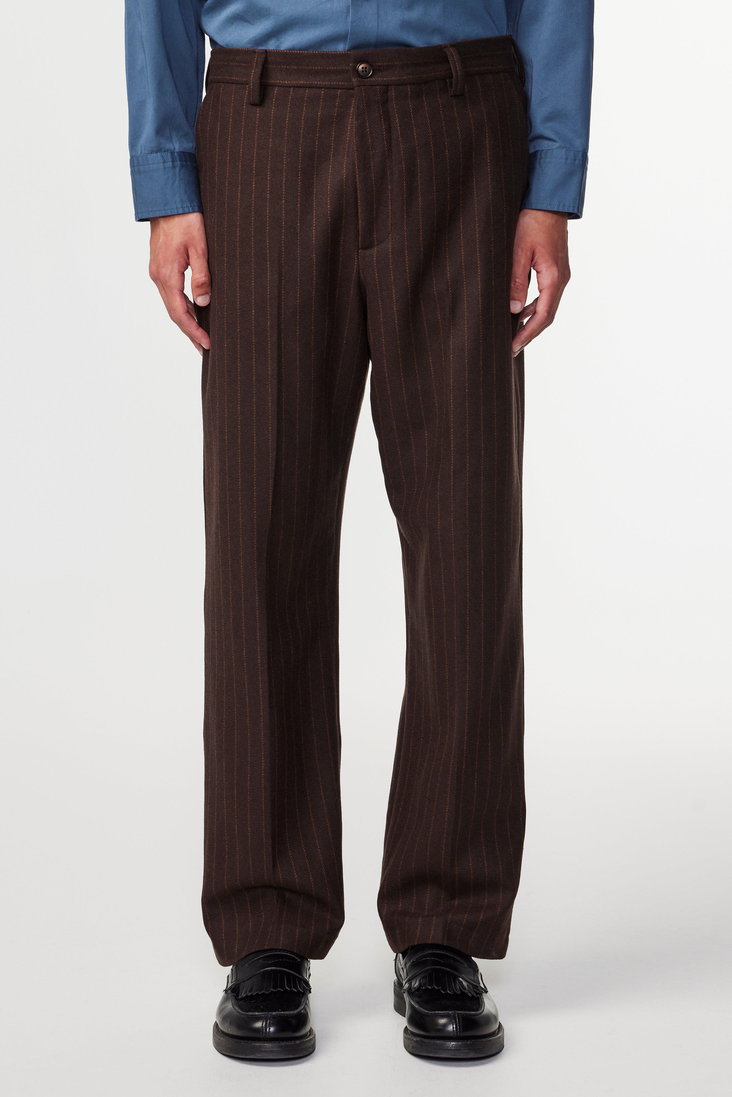 Paw Wide Leg Relaxed Trouser - Brown Stripe