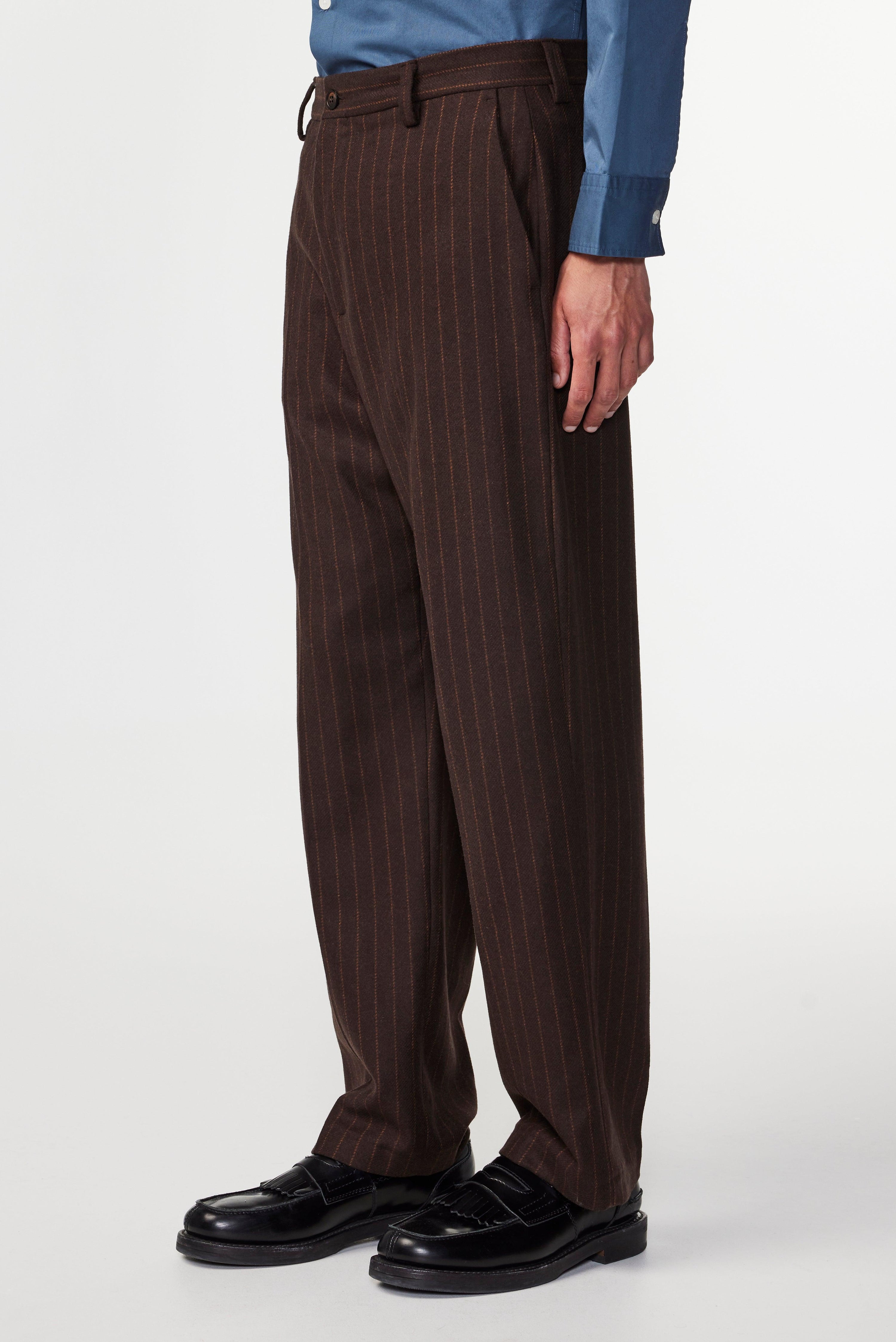 Paw Wide Leg Relaxed Trouser - Brown Stripe