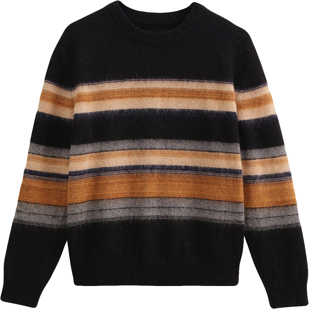 Wilde Crewneck Knit - Black Brush Stripe