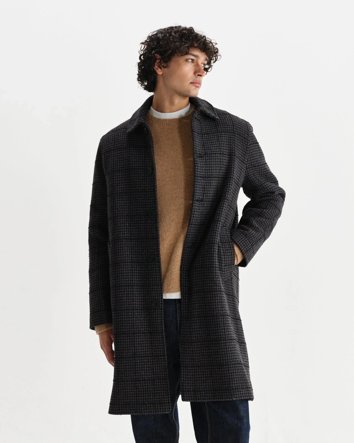 Stan Puppytooth Coat - Grey / Navy