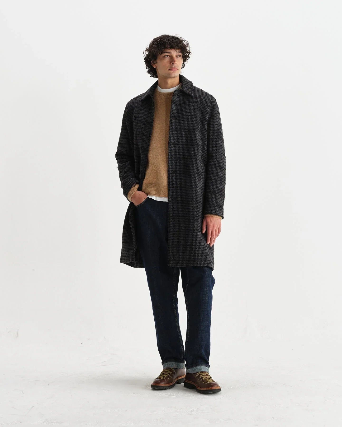 Stan Puppytooth Coat - Grey / Navy