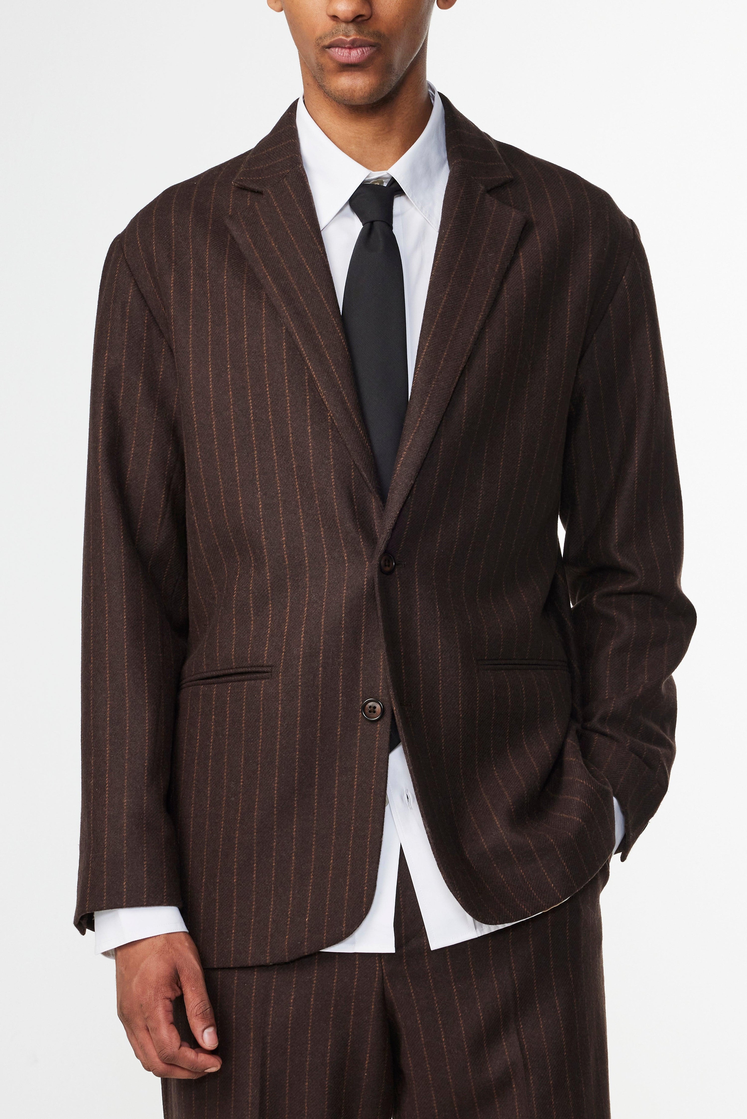 Timo Wool Blend Blazer - Brown Stripe