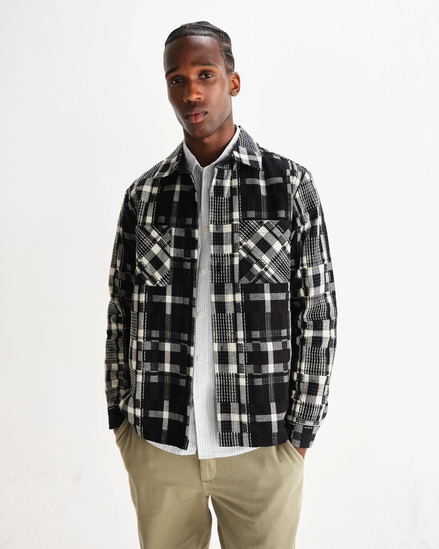 Whiting Overshirt - Black / Ecru Glitch Check