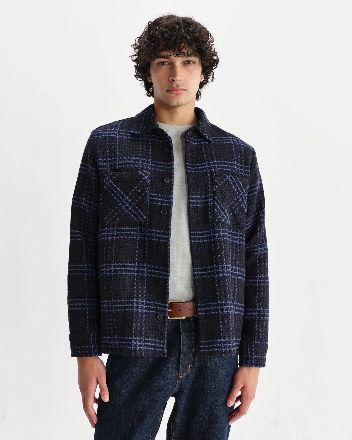 Whiting Overshirt - Navy / Blue Skate Check