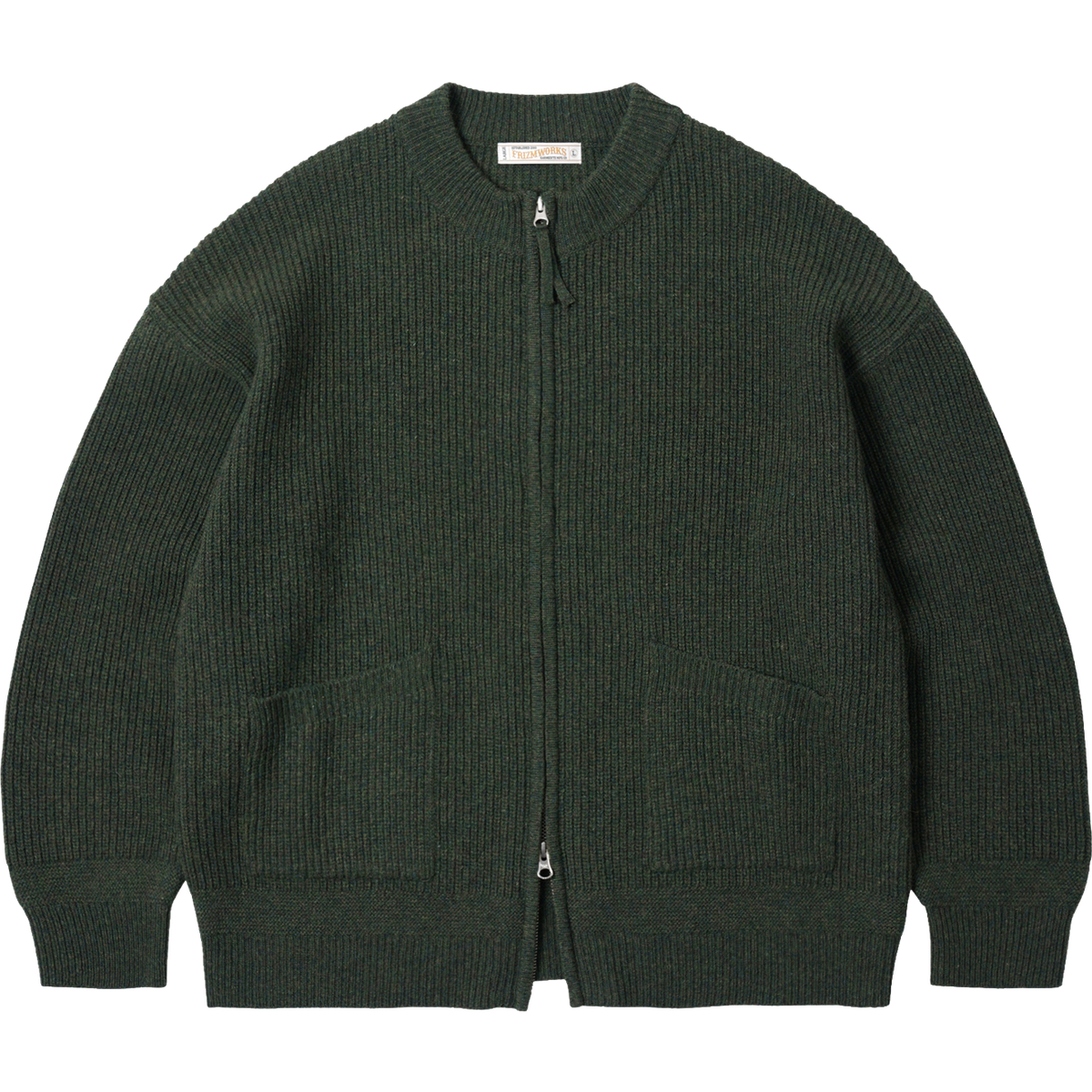 Wool Deck Zip Up Cardigan - Forest Green