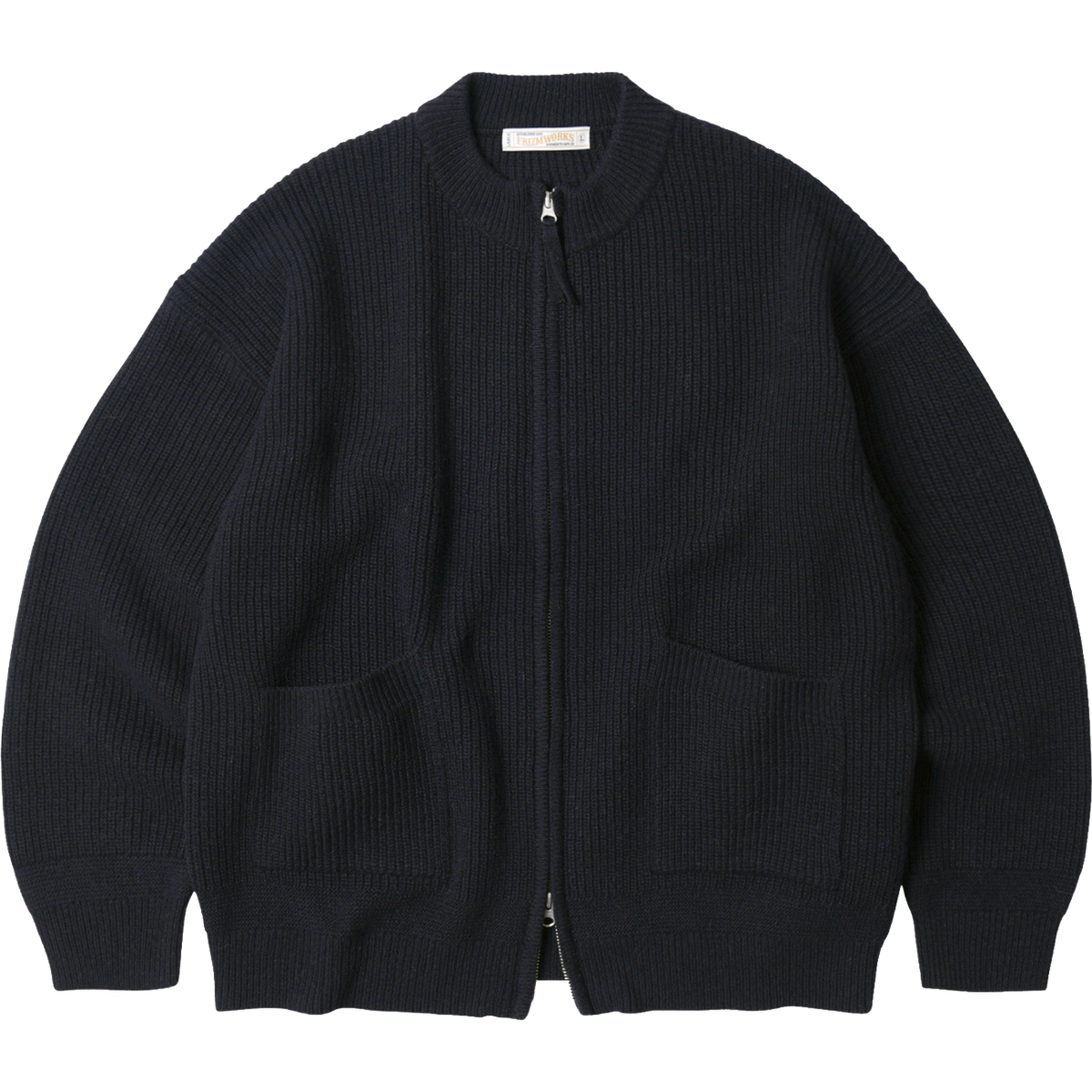 Wool Deck Zip Up Cardigan - Navy