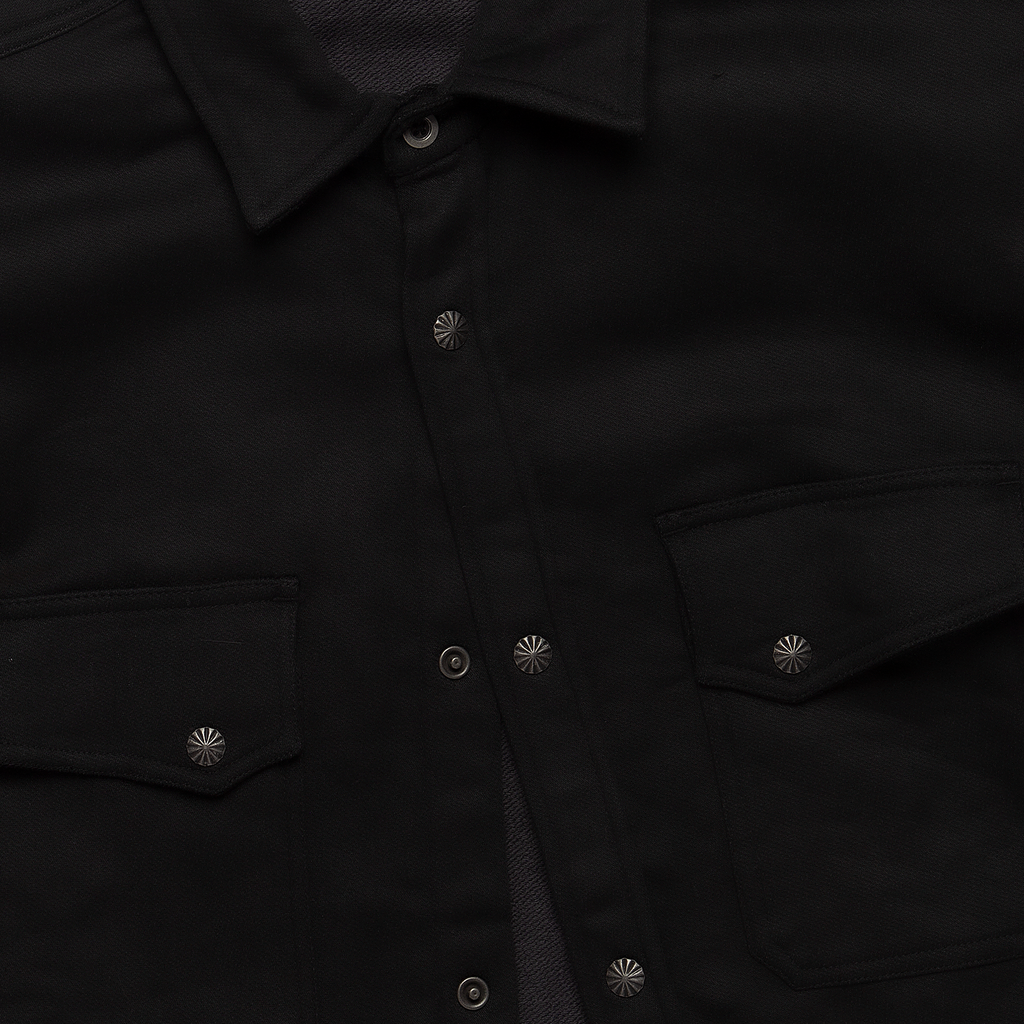 Selvedge Knit Crosscut Western Shirt - Black