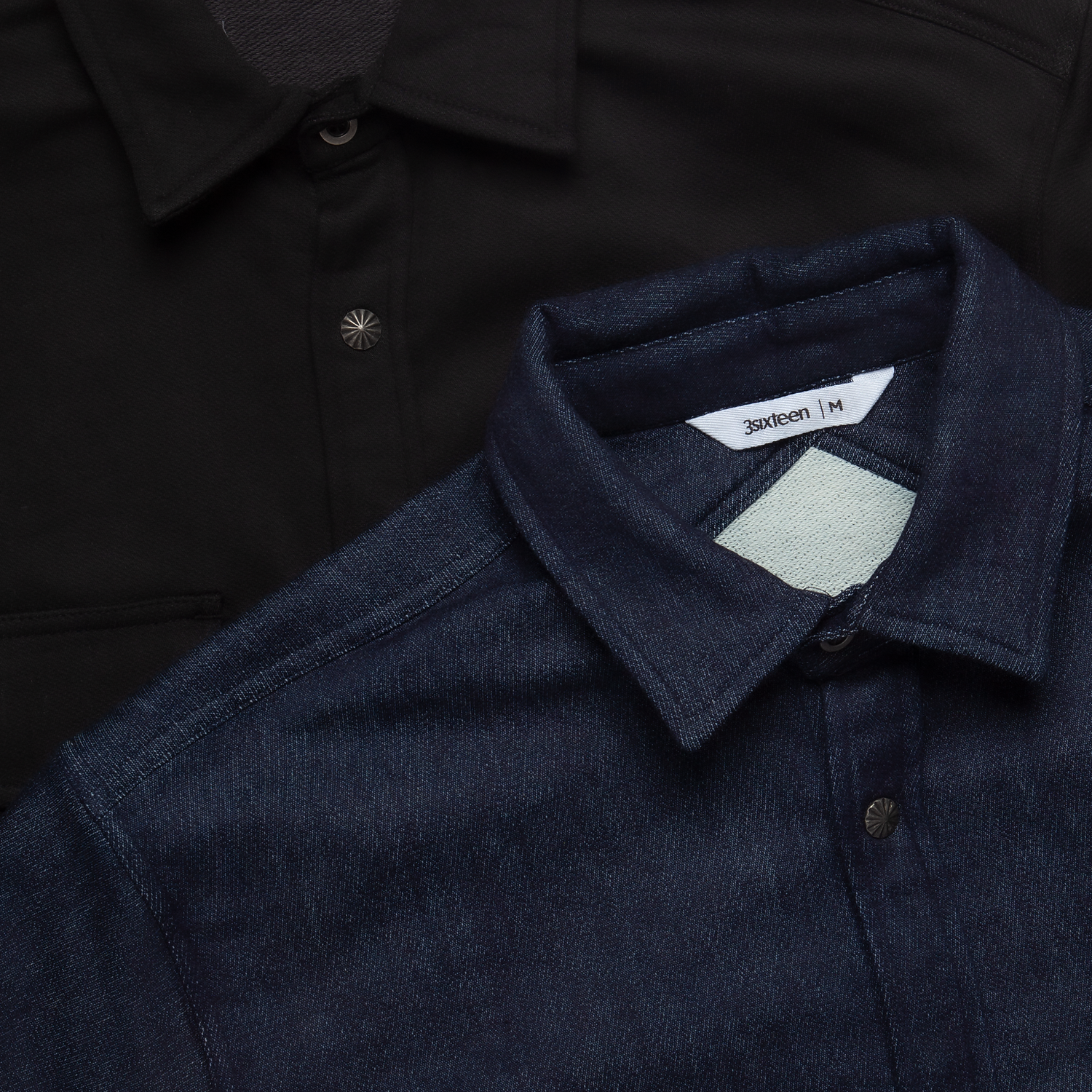 Selvedge Knit Crosscut Western Shirt - Black