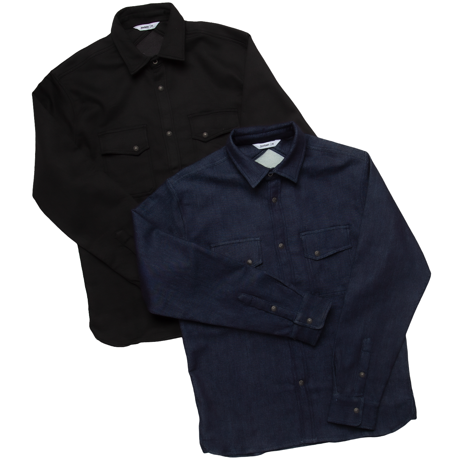 Selvedge Knit Crosscut Western Shirt - Black