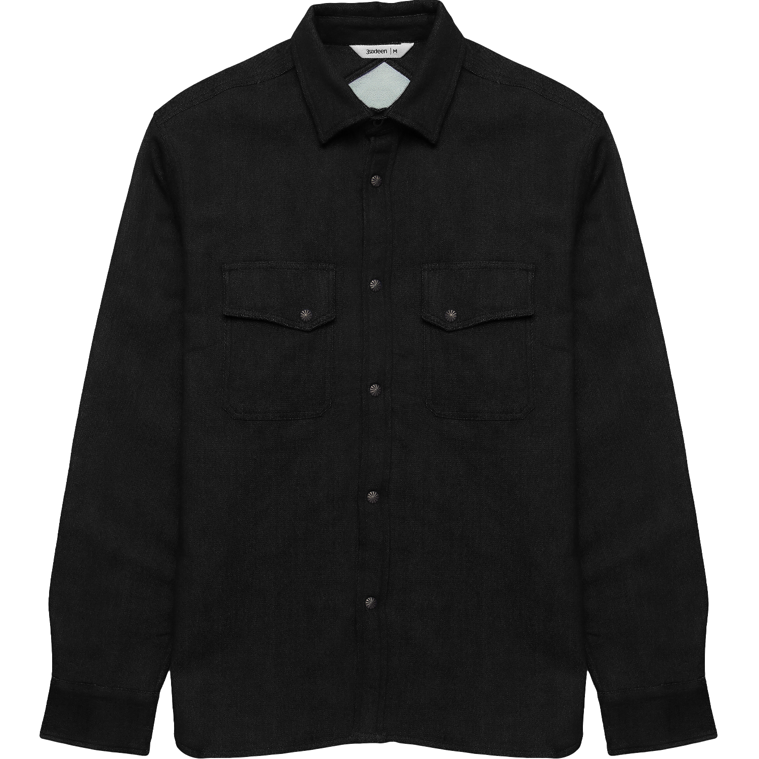 Selvedge Knit Crosscut Western Shirt - Black