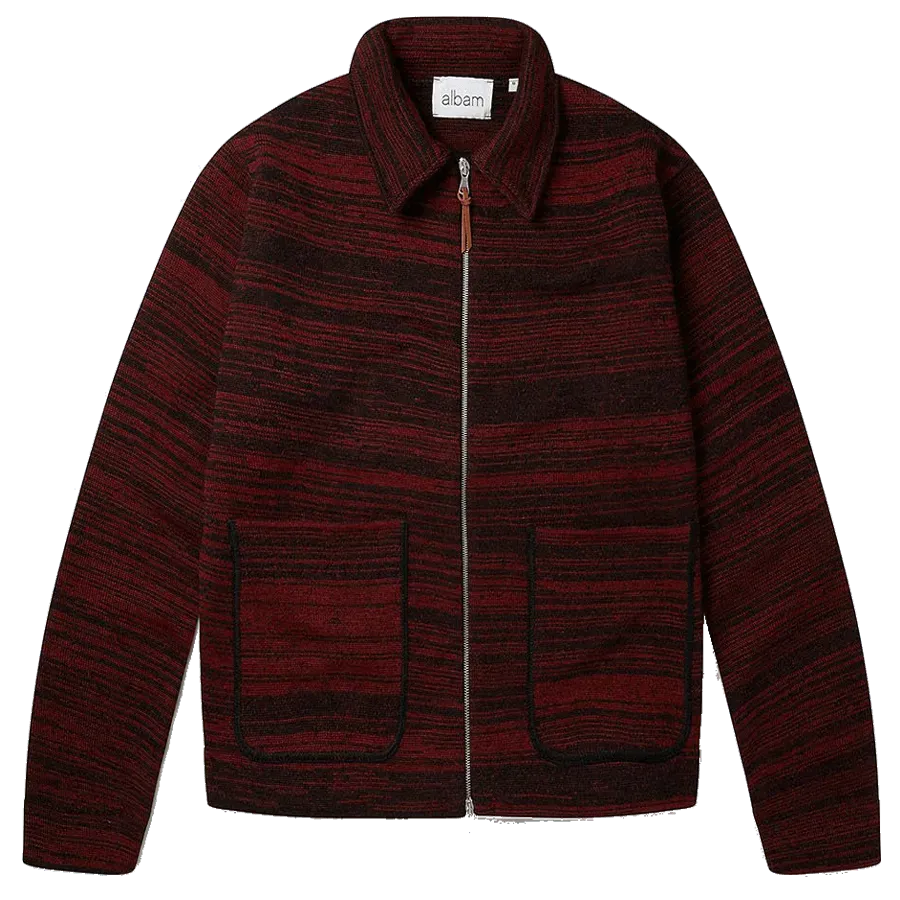 Milano Wool Track Top - Black / Red Stripe
