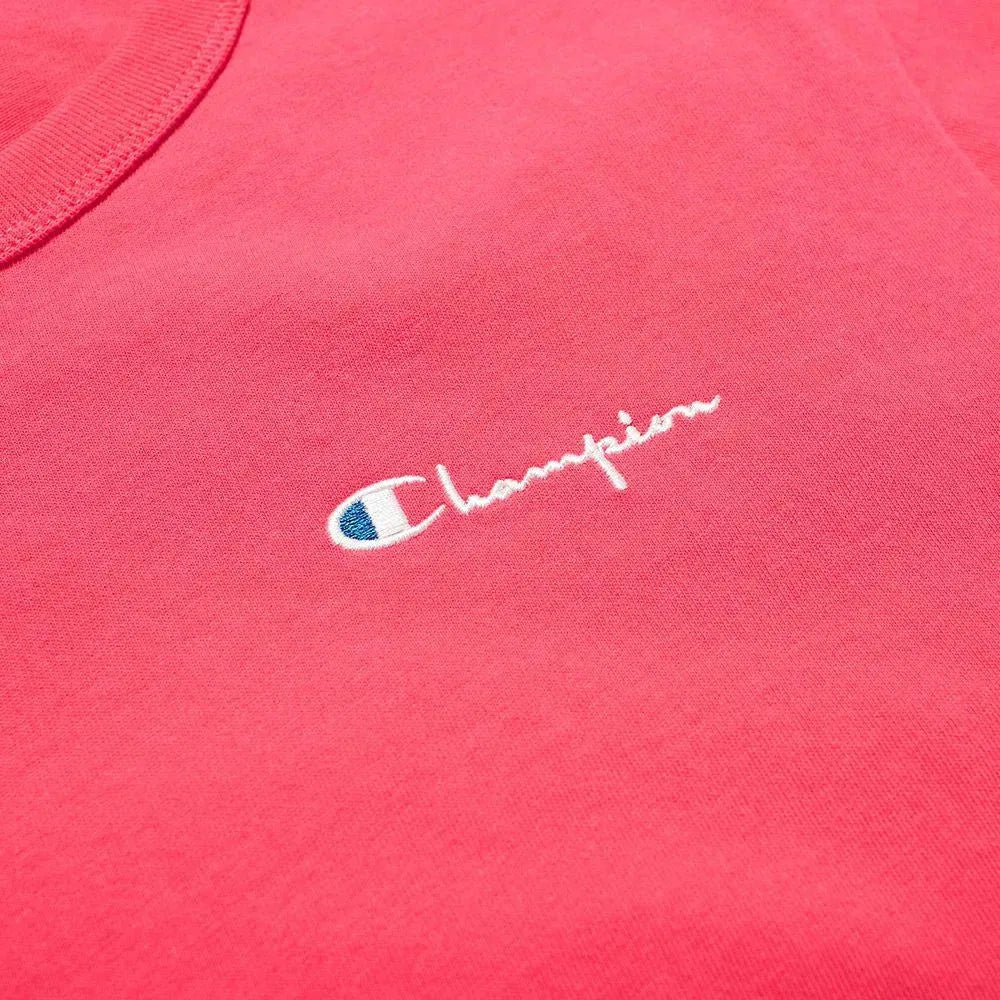 Reverse Weave Script Crewneck Tee - Pretty Coral