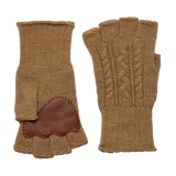 Fingerless Wool Cable knit Gloves - Beige