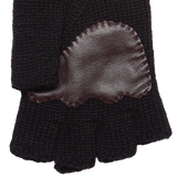 Fingerless Wool Cable knit Gloves - Black
