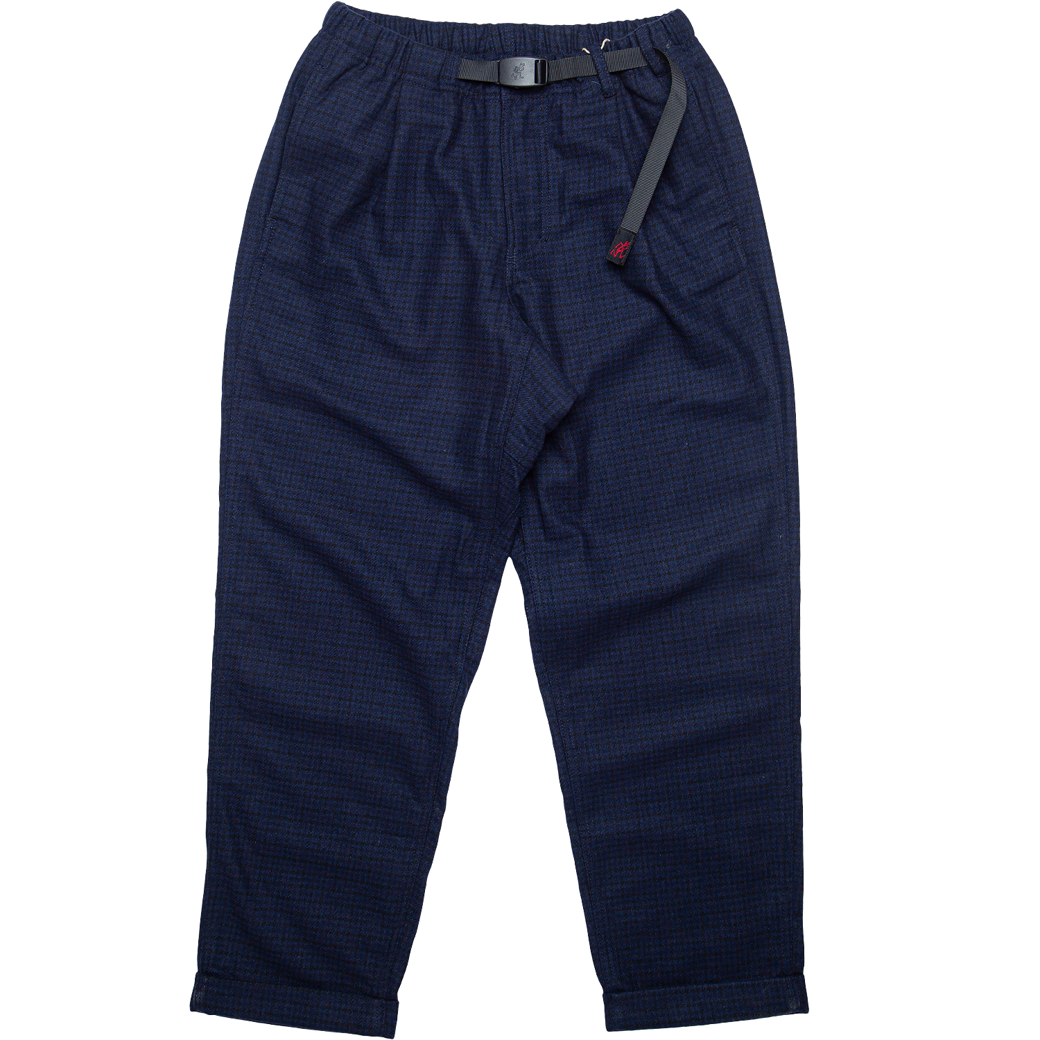 Wool blend tuck tapered Pants - Navy Check