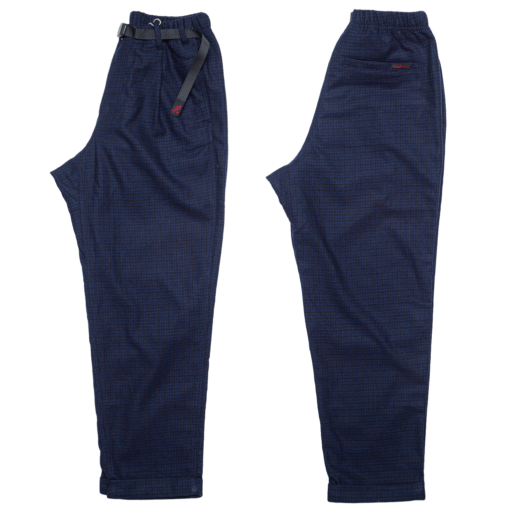 Wool blend tuck tapered Pants - Navy Check