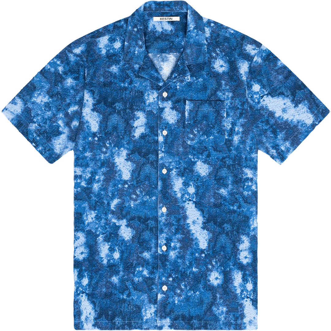 Crammond Seersucker Shirt - Blue Marble