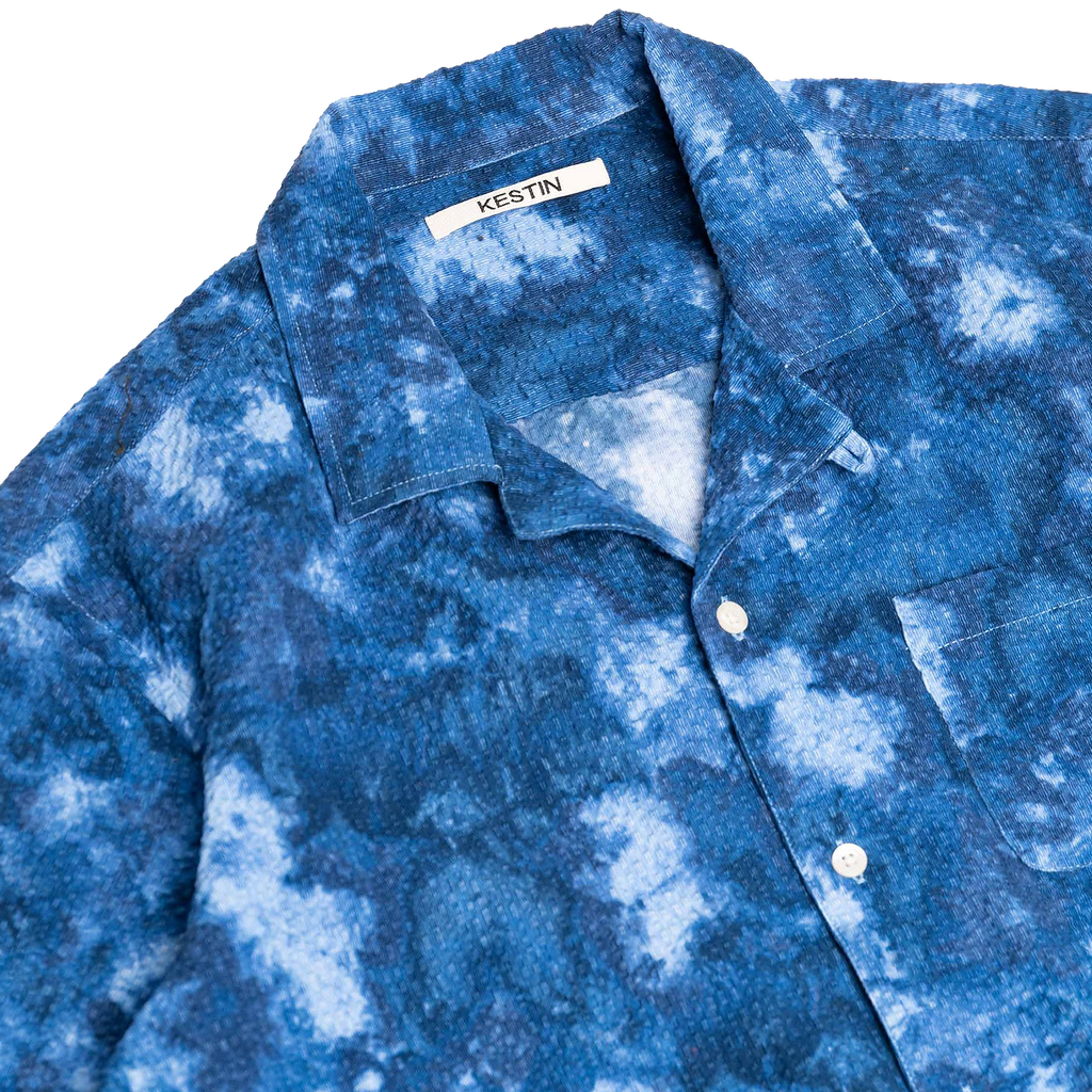Crammond Seersucker Shirt - Blue Marble