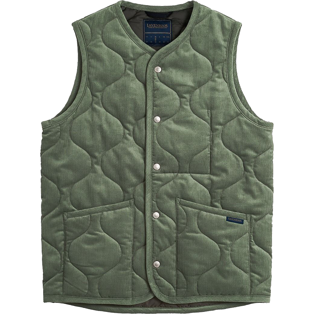 Thornham Cord Button Vest - Seaspray Green