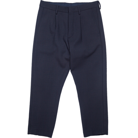 Bill Cropped Tapered Wool Dress Pant - Dark Navy