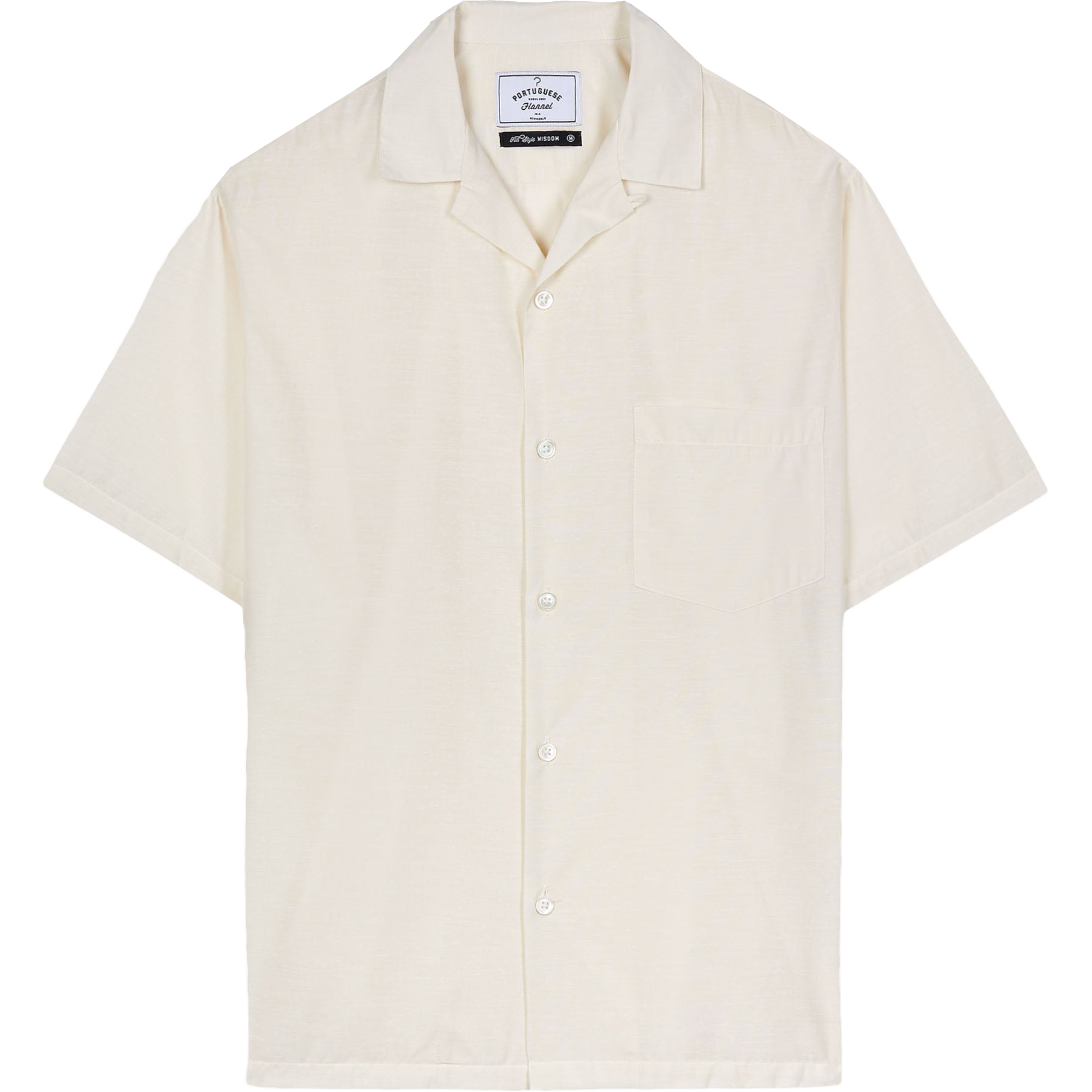 Silk Blend Camp Collar Shirt - Off White