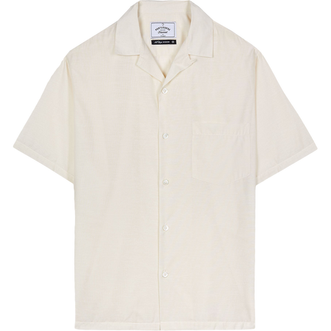Silk Blend Camp Collar Shirt - Off White