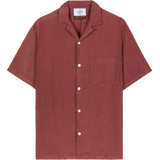 Linen Camp Collar Shirt - Bordeaux