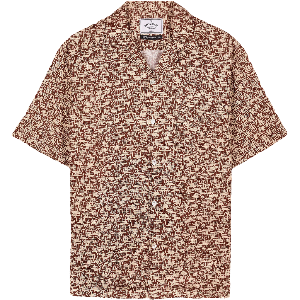 Doodle Camp Collar Shirt - Brown