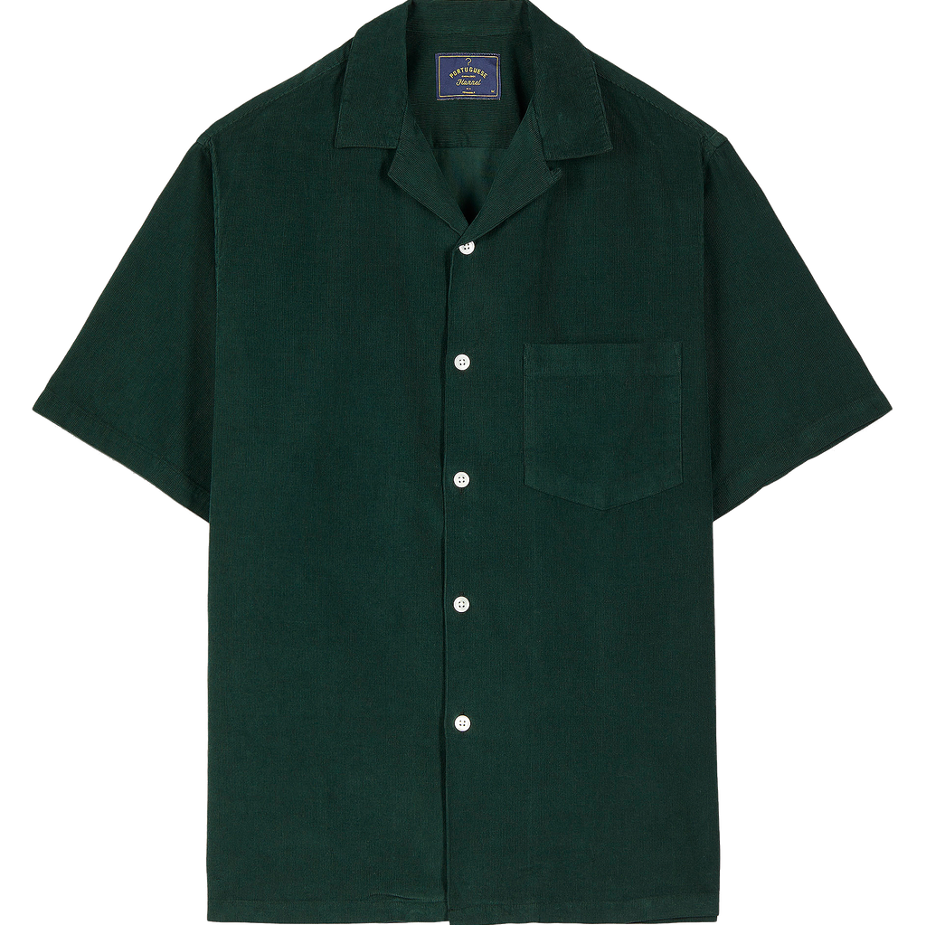 Cord Camp Collar Shirt - Green